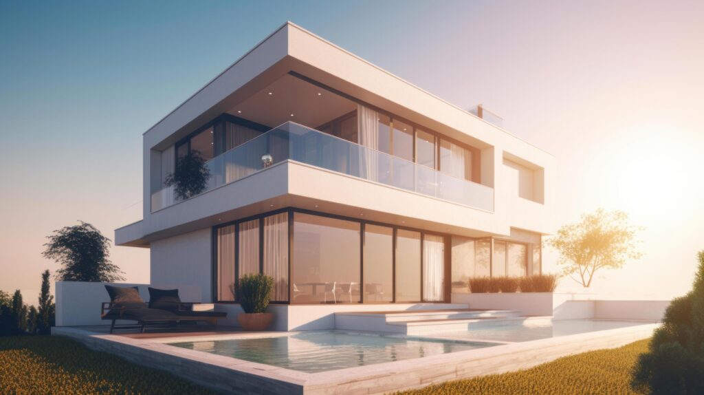 White modern villa. Illustration Stock Free