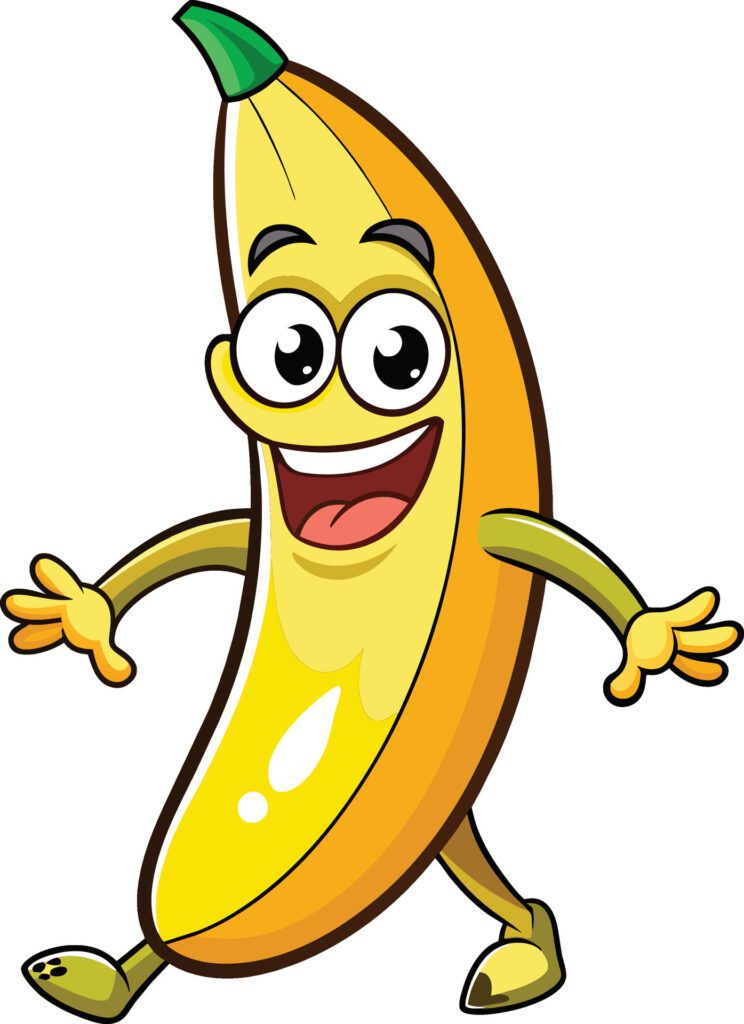 Illustration of a Banana Cartoon Character Mascot on a White Background Free Vector