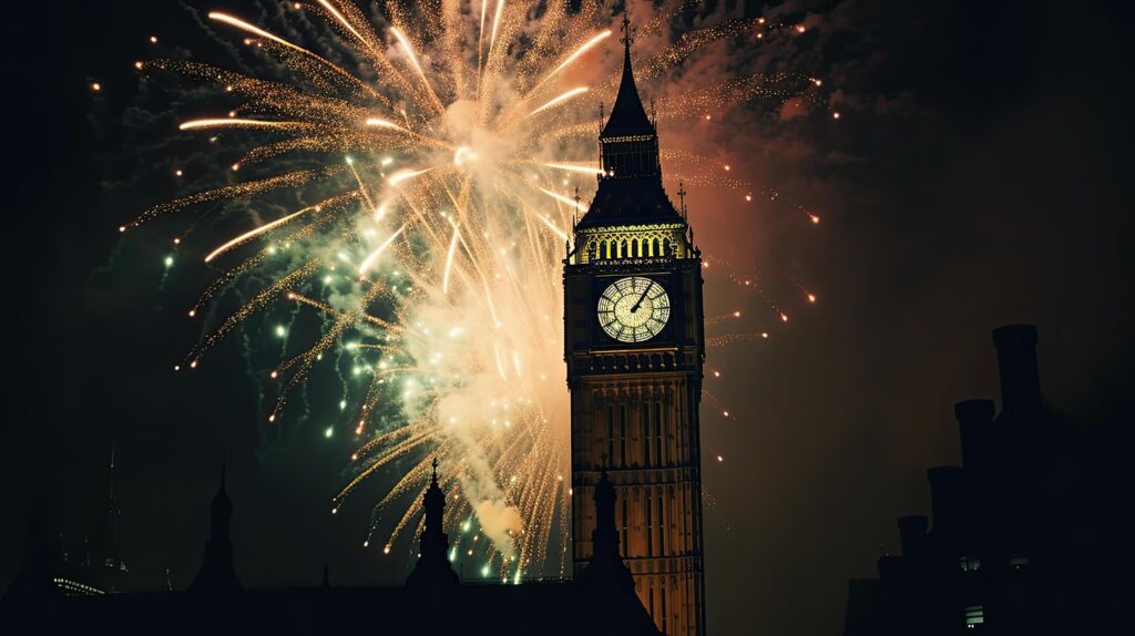 Holiday Fireworks in London. Illustration Stock Free