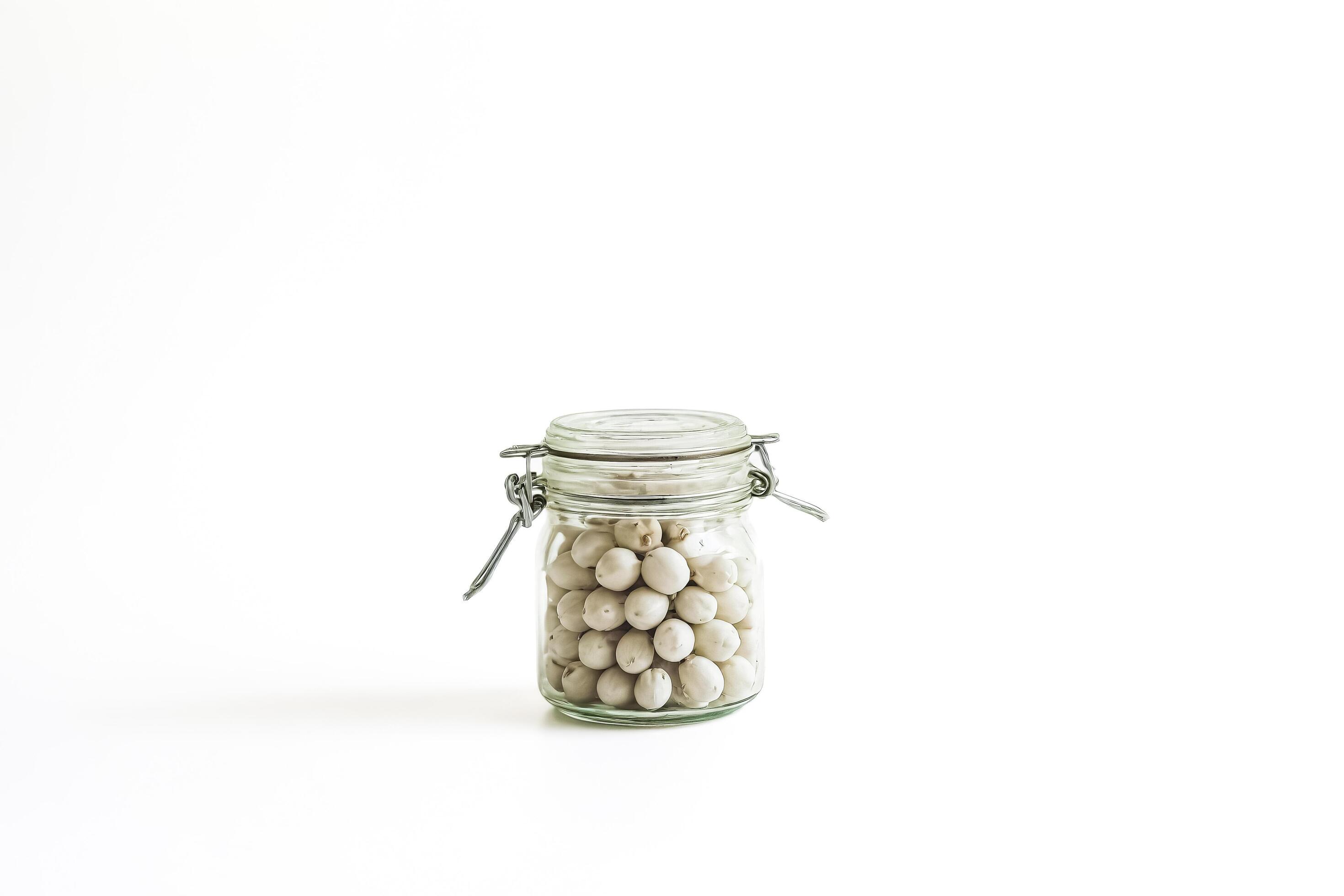 Jar of White Candy on White Background Stock Free