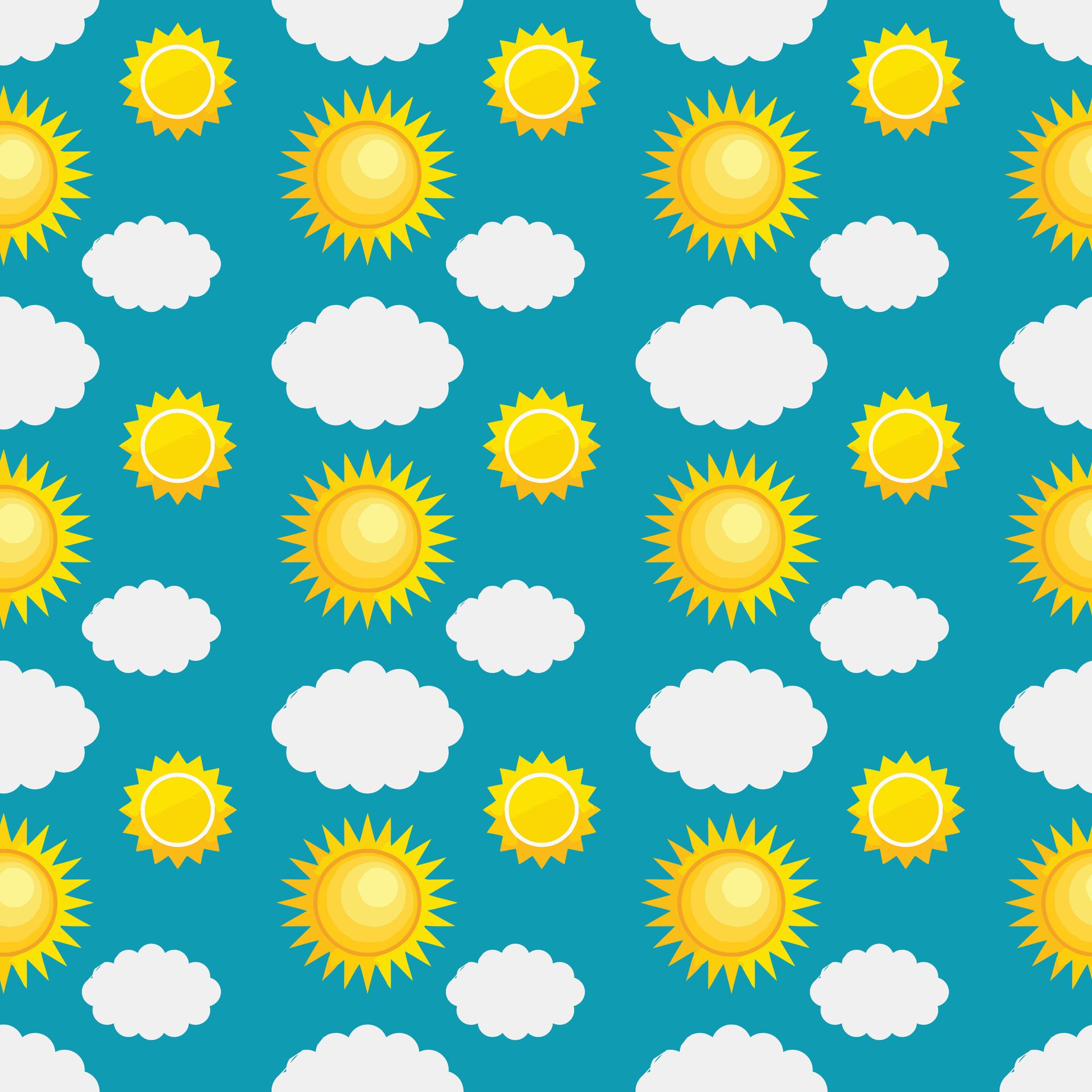 Suns And Clouds Seamless Pattern Design Free Vector