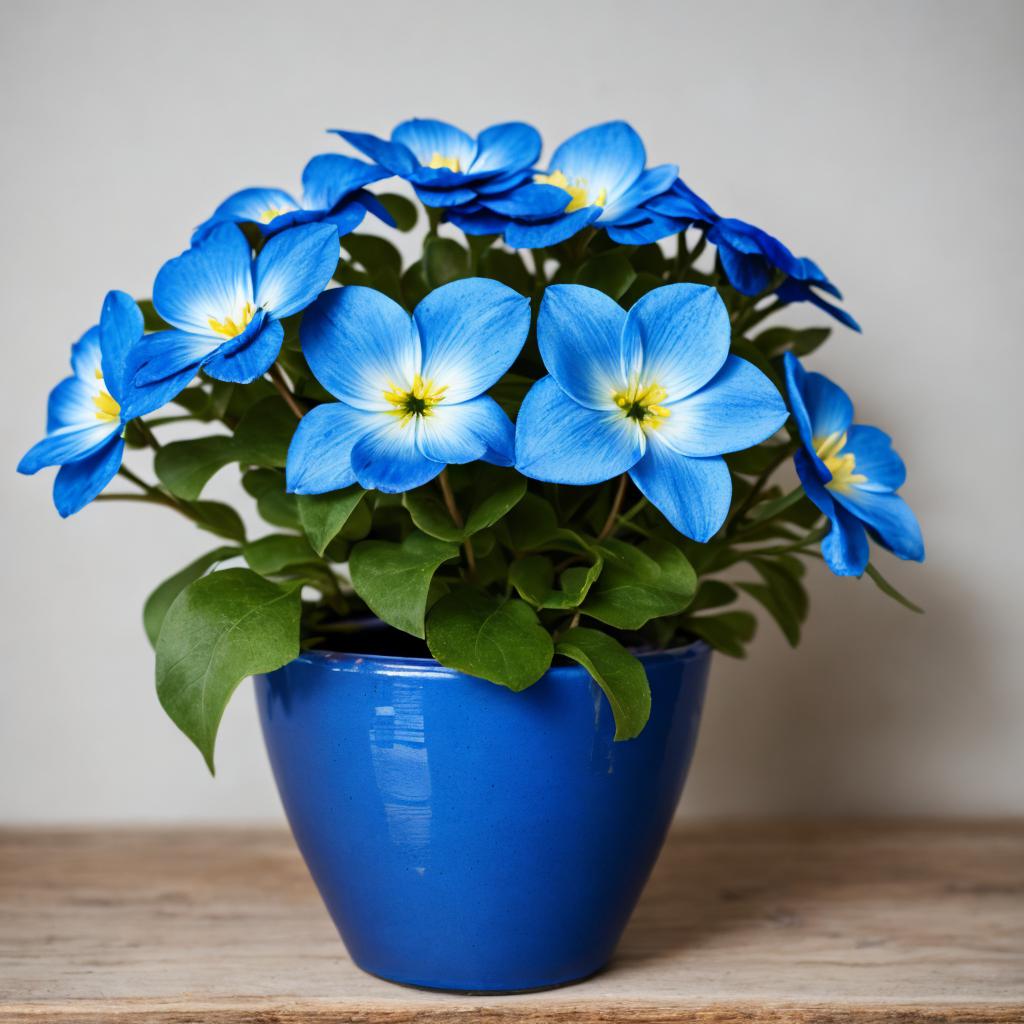 Blue flower pot close by @ai_generated