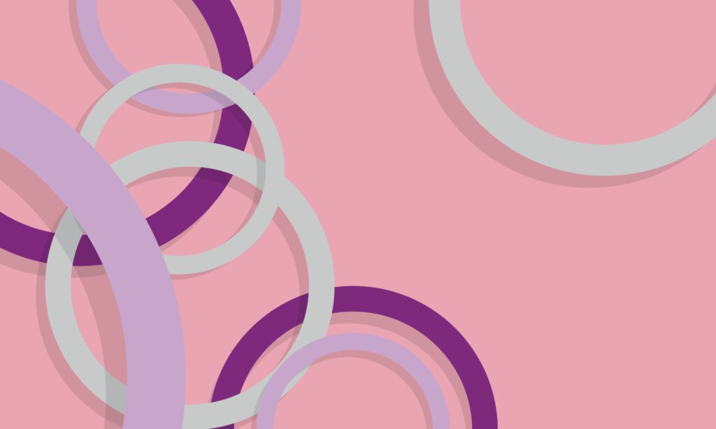 Geometric abstract yellow with purple rings. Free Vector