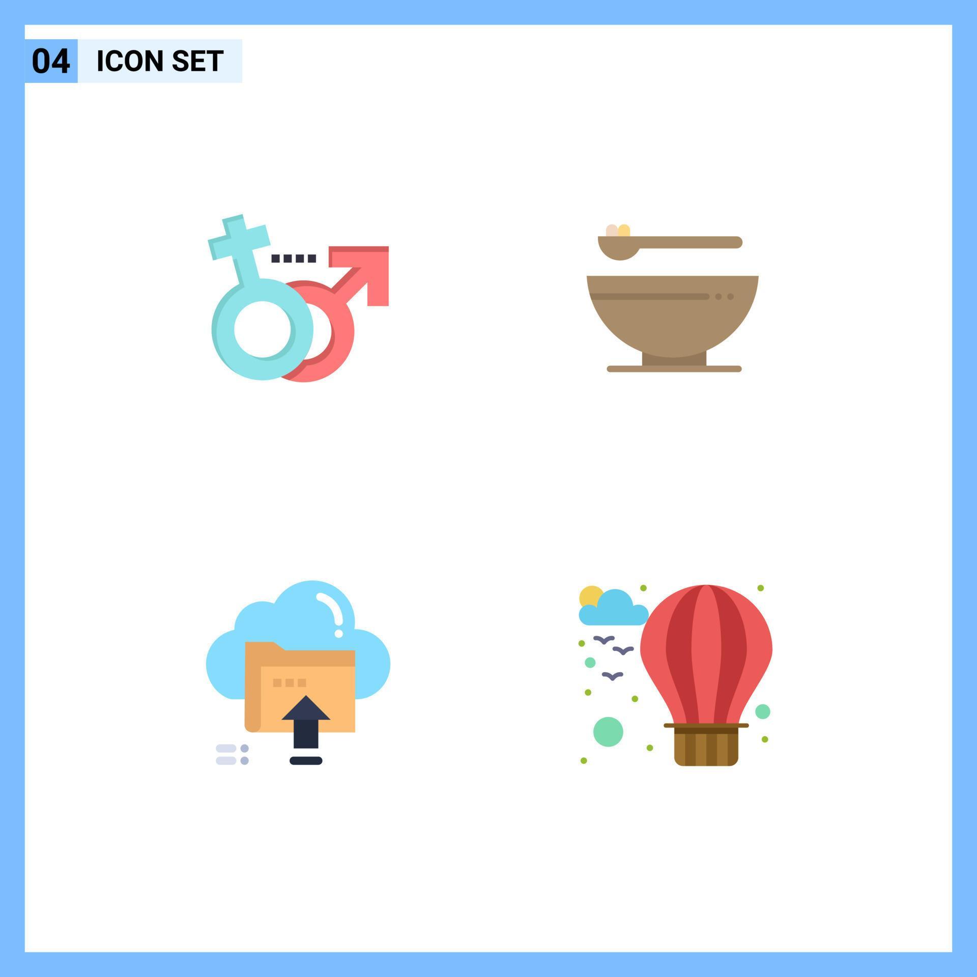 Modern Set of 4 Flat Icons Pictograph of gender arrow symbol kitchen cloud Editable Vector Design Elements Stock Free