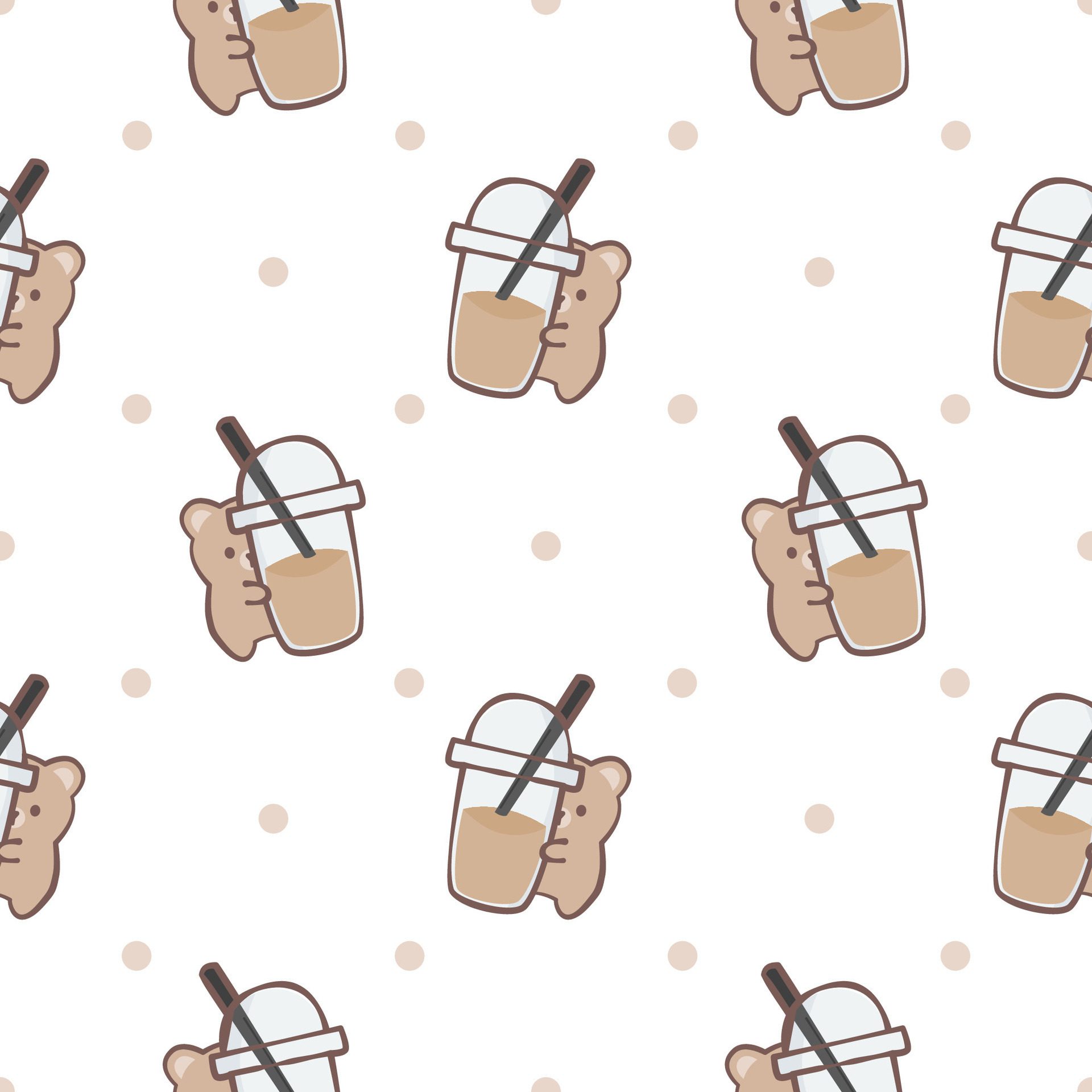 Seamless pattern with coffee bear Free Vector