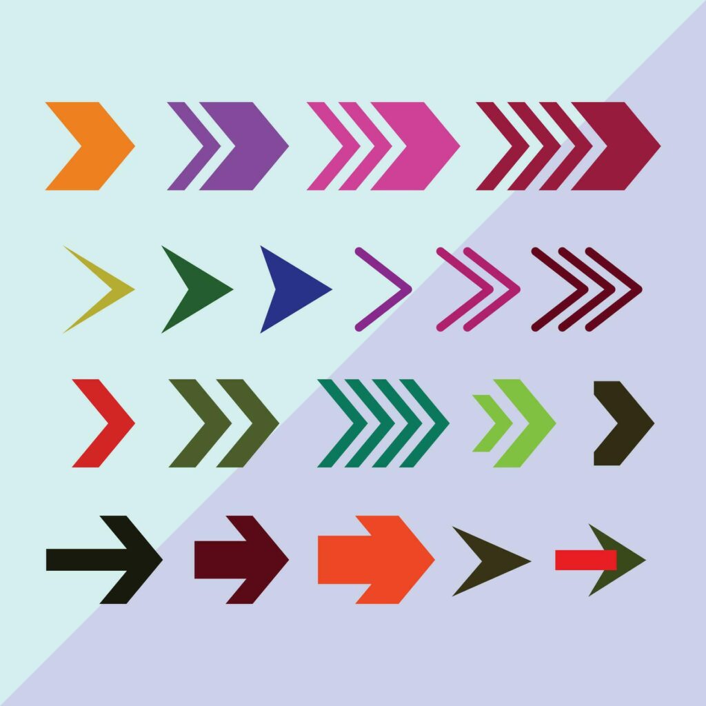 Directional arrow sign or icons set design Stock Free