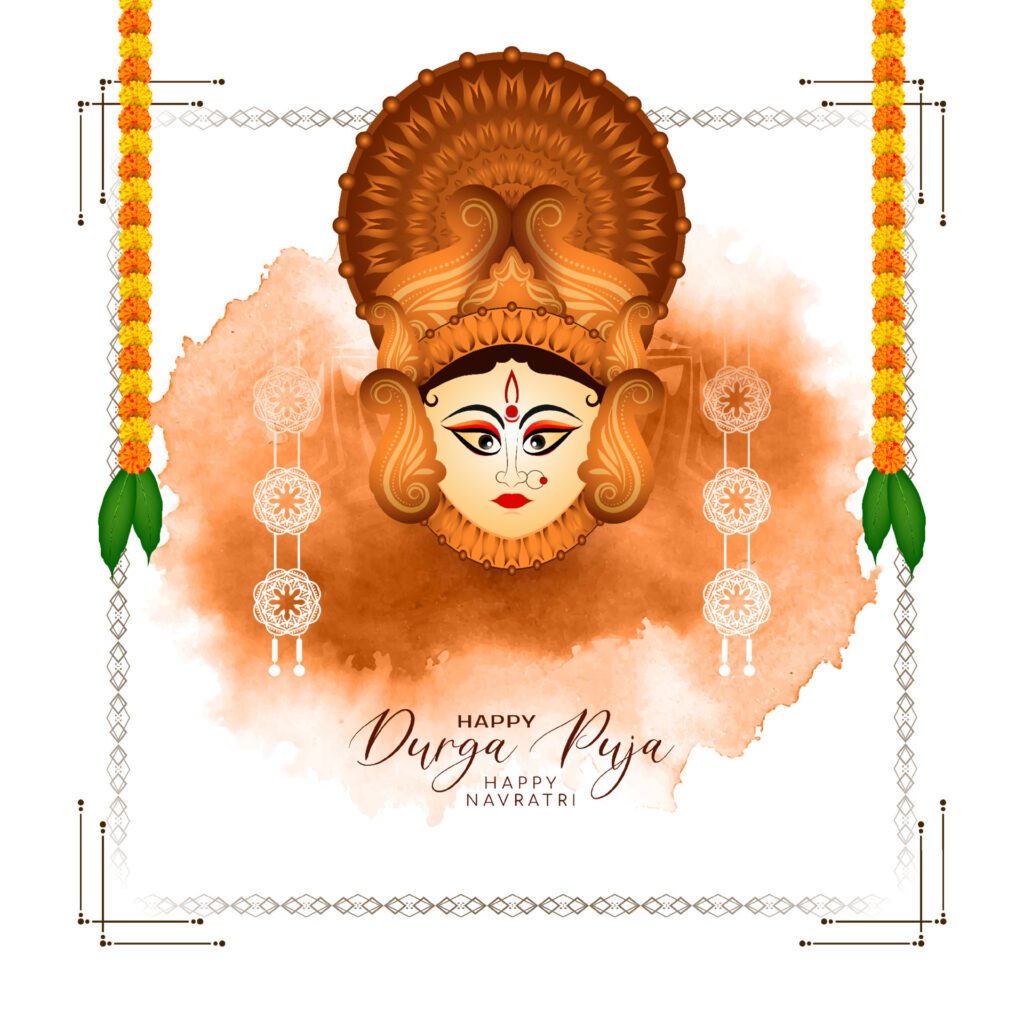 Durga Puja and Happy navratri religious festival devotional background Free Vector