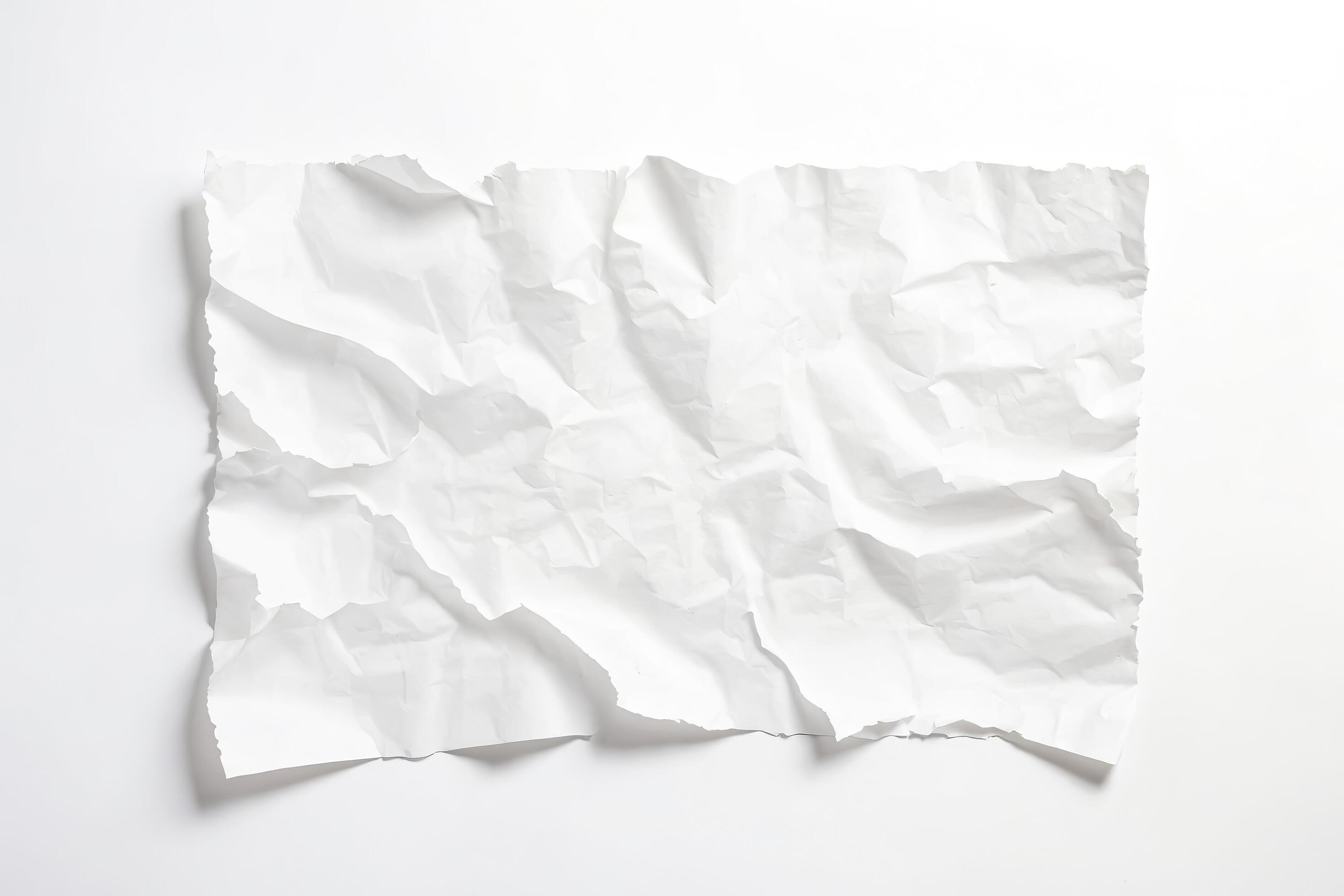 Crumpled White Paper on White Background Stock Free