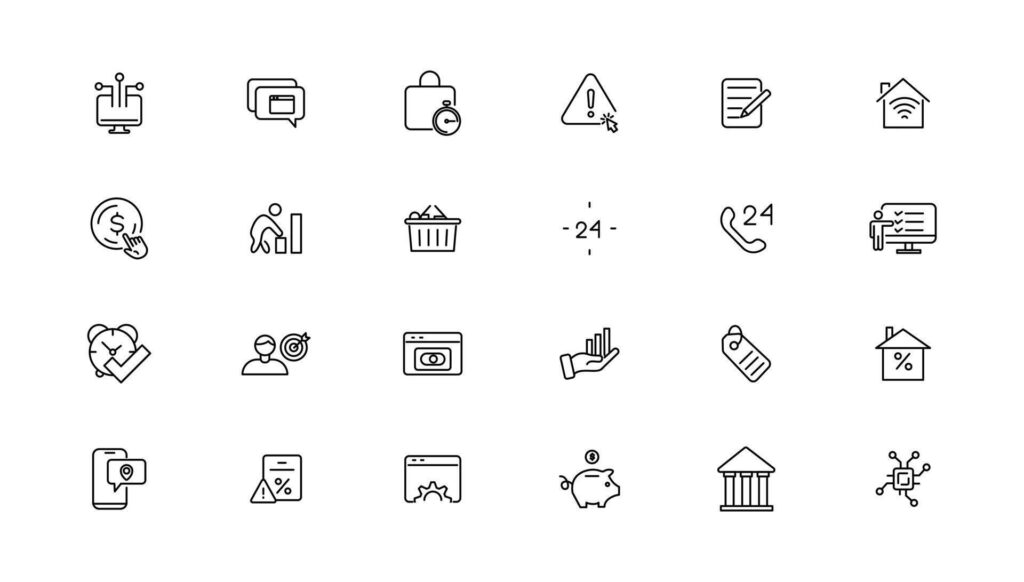 Digital business linear icons collection.Set of thin line web icon set, simple outline icons collection, Pixel Perfect icons, Stock Free