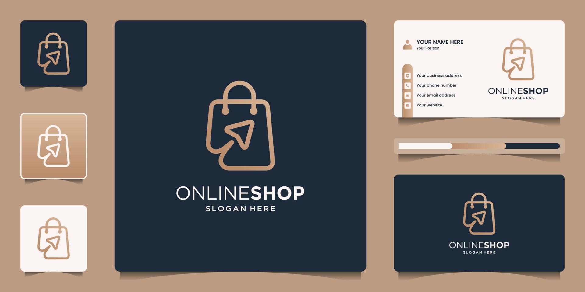 Minimalist elegant combine bag and click arrow for online shop with line art style concept Stock Free and Free SVG