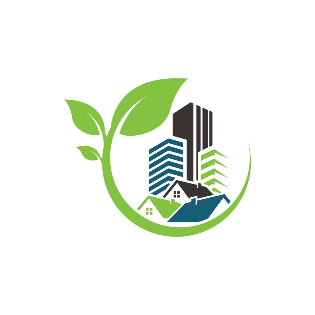 green leaf building environment logo design vector Stock Free