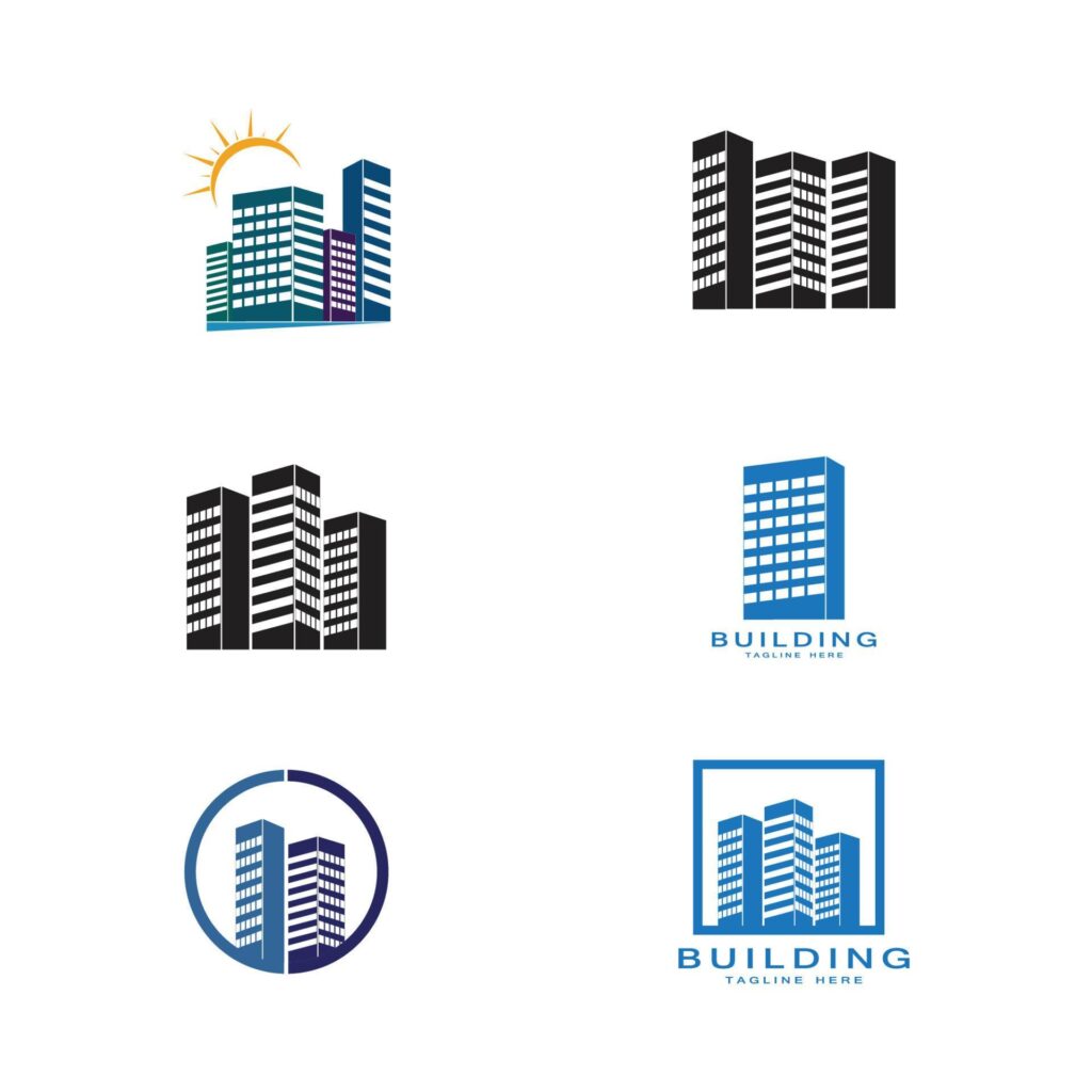 Set Real estate and home buildings logo icons template Stock Free