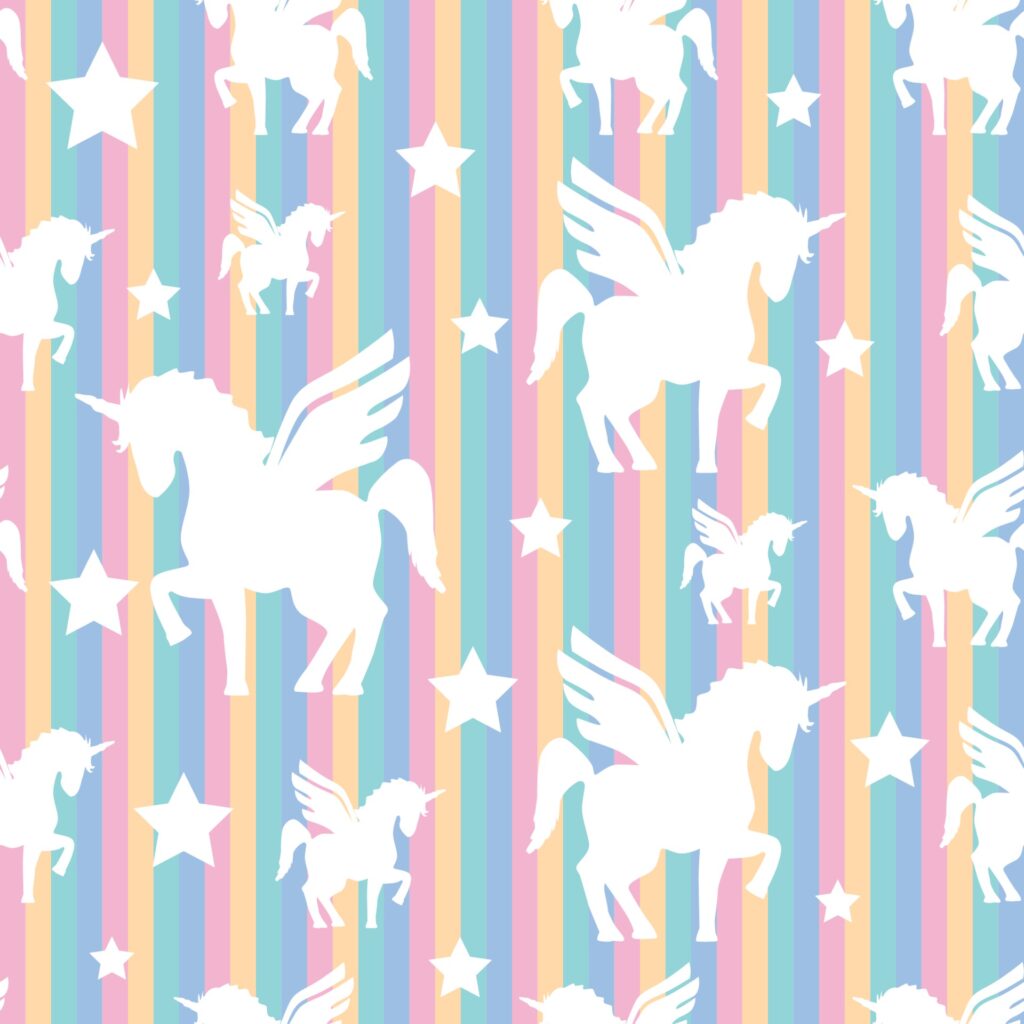 cute unicorn pattern with rainbow color Free Vector