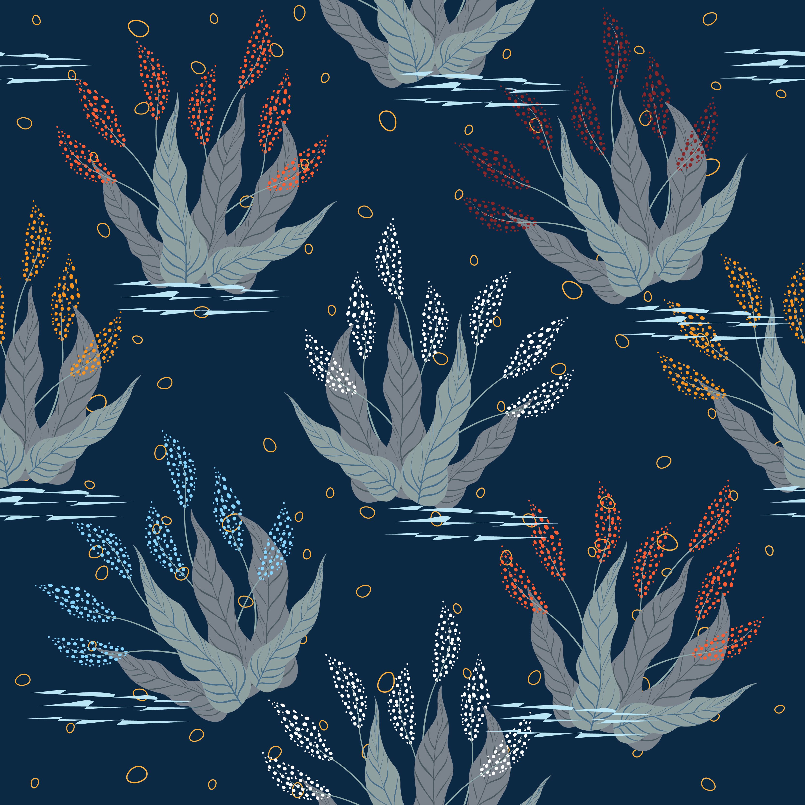 Blue navy floral pattern Free Vector