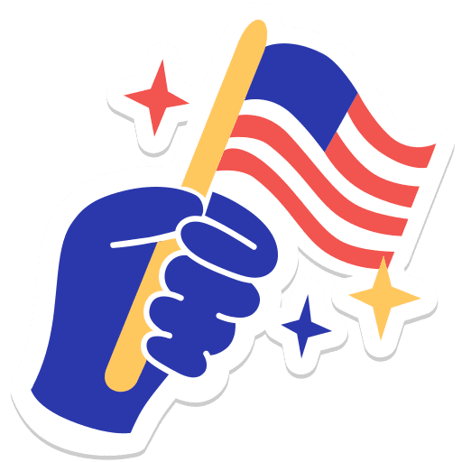 Hand, flag, united states sticker