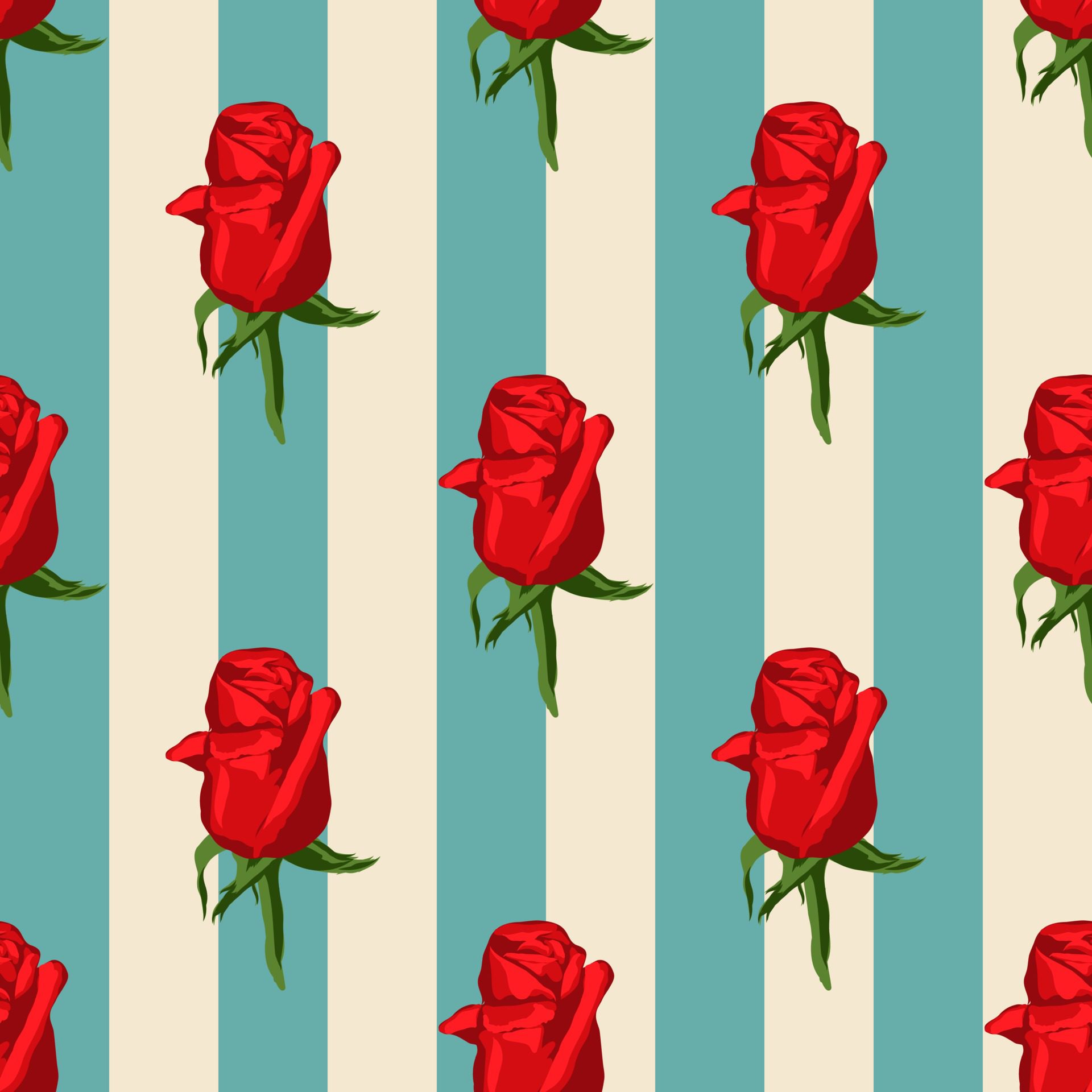 Seamless floral pattern with red roses Free Vector