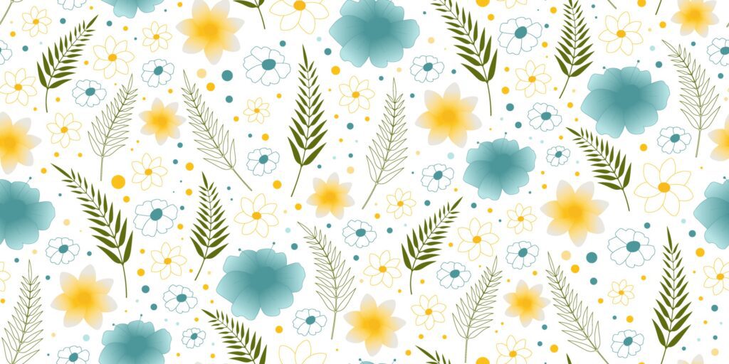 Beach cheerful seamless pattern with palm leaves and flowers. Perfect for wallpaper, background, wrapping paper and fabric. Free Vector