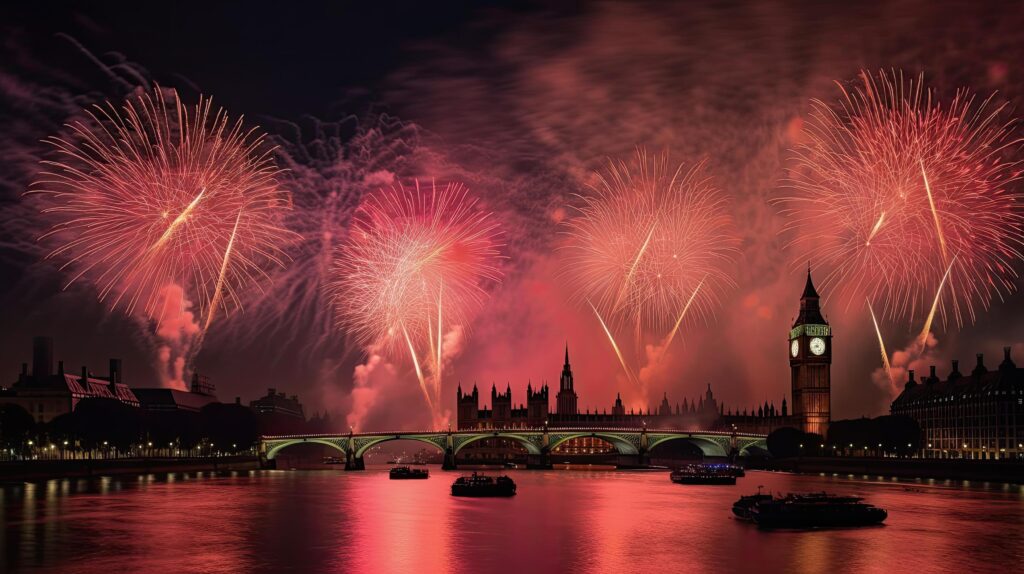 Holiday Fireworks in London. Illustration Stock Free