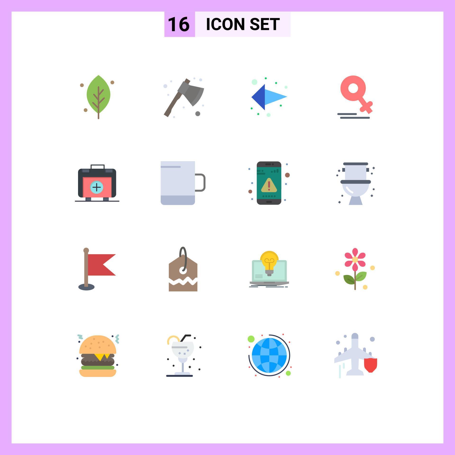 16 Universal Flat Color Signs Symbols of bag mom arrow love female Editable Pack of Creative Vector Design Elements Stock Free