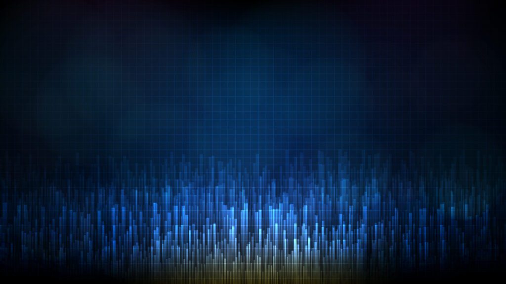 abstract futuristic technology background of blue random bar city block data Free Vector