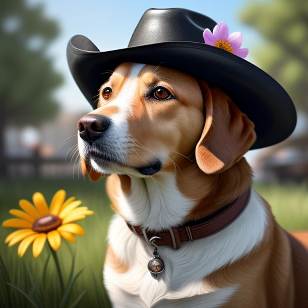 Perro con flores y by @ai_generated