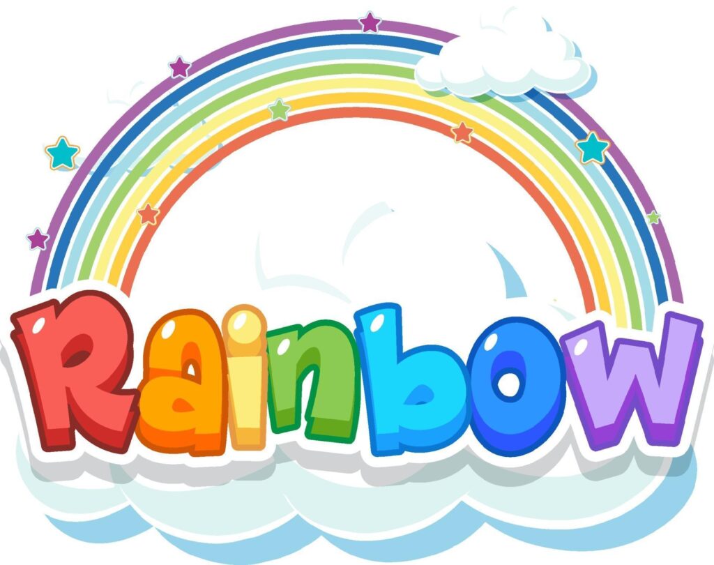 Rainbow word logo on the cloud Stock Free