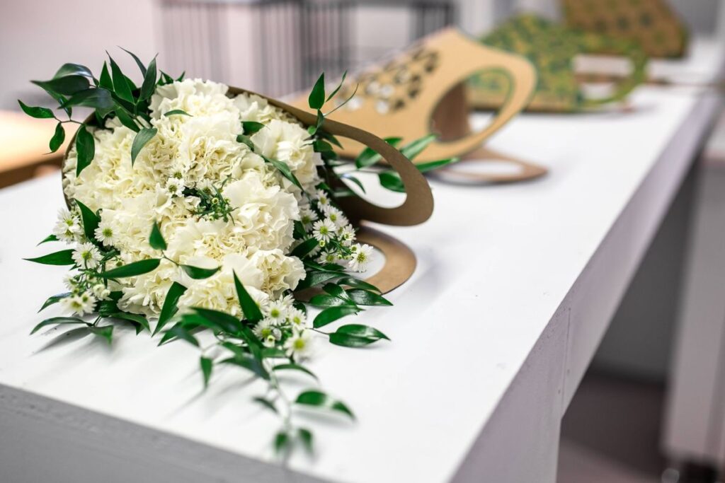 Beautiful bouquet of white flowers on a table Stock Free