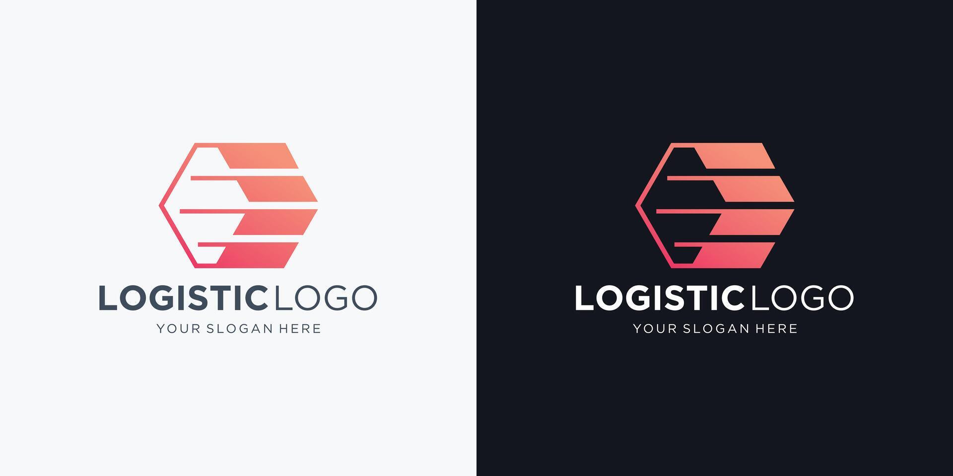 hexagon logistics arrow logo design inspirations with gradient color branding. Stock Free