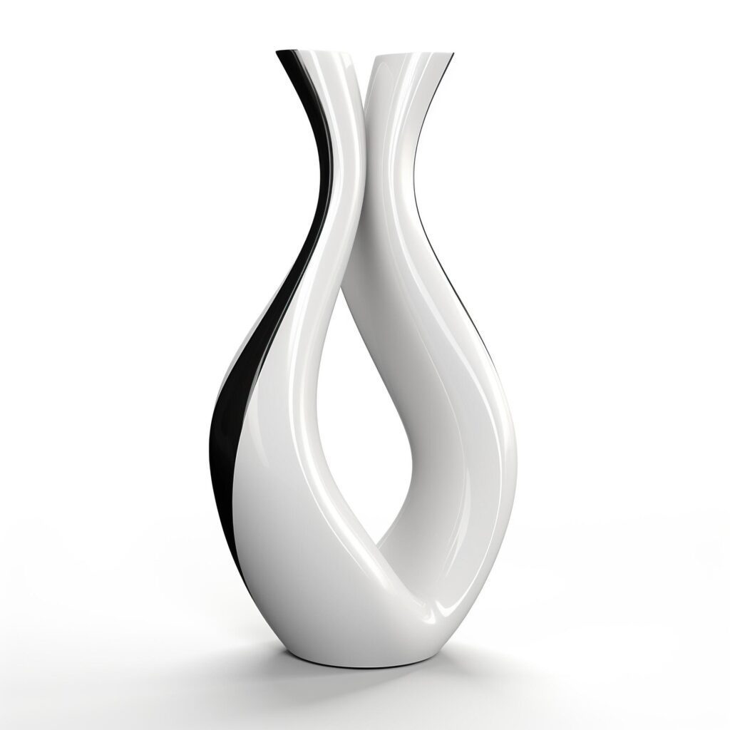 AI generated Elegant modern vase with a curvaceous black and white design on a plain background, embodying contemporary style Stock Free