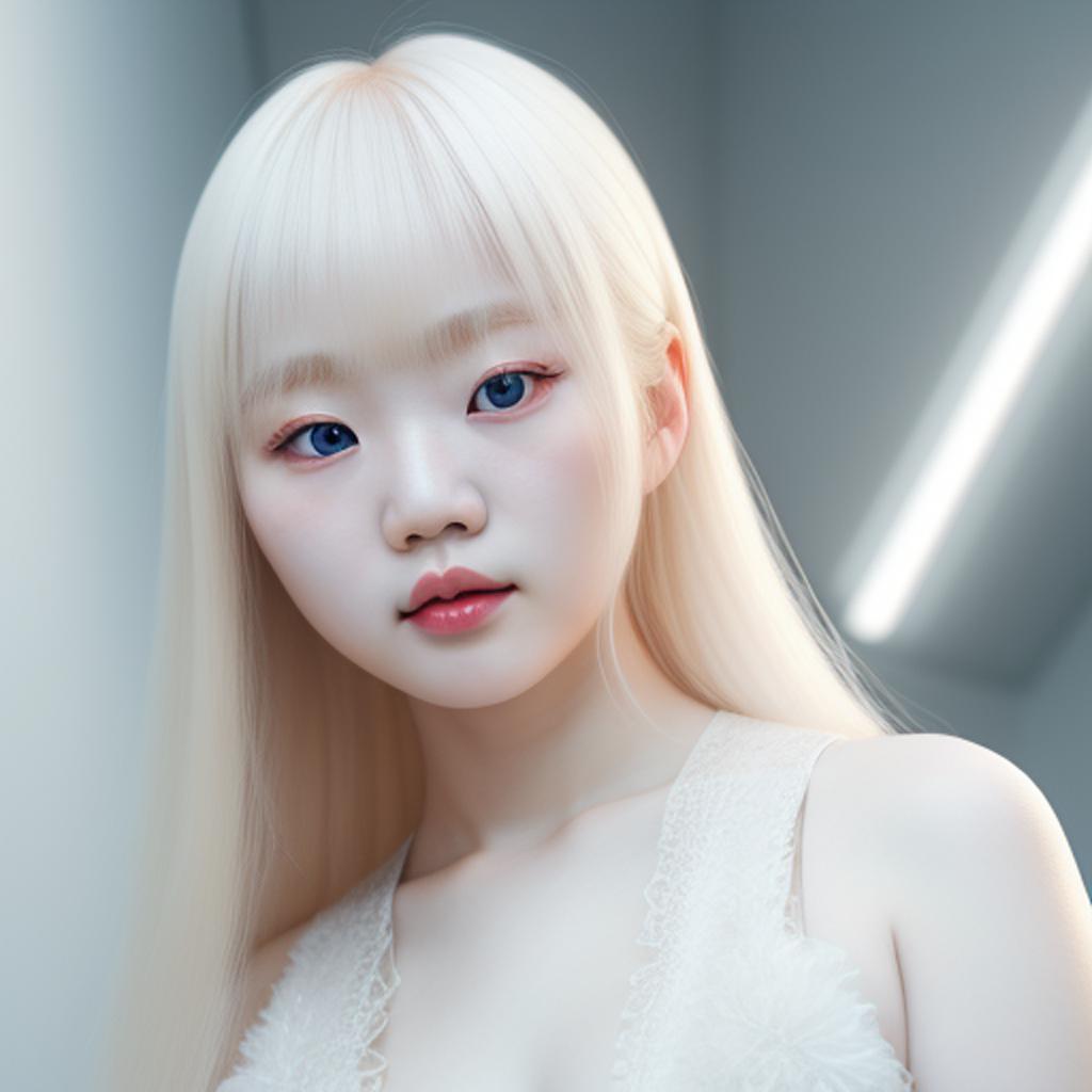 Albino Korean girl, pale by @ai_generated