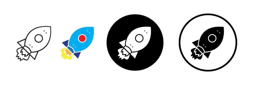 Rocket icon. spaceship launch. startup icon set Stock Free