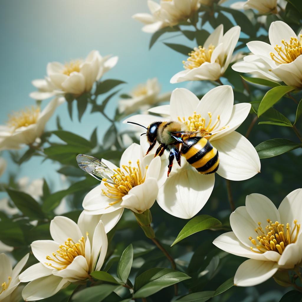 Bee on a jasmine by @ai_generated