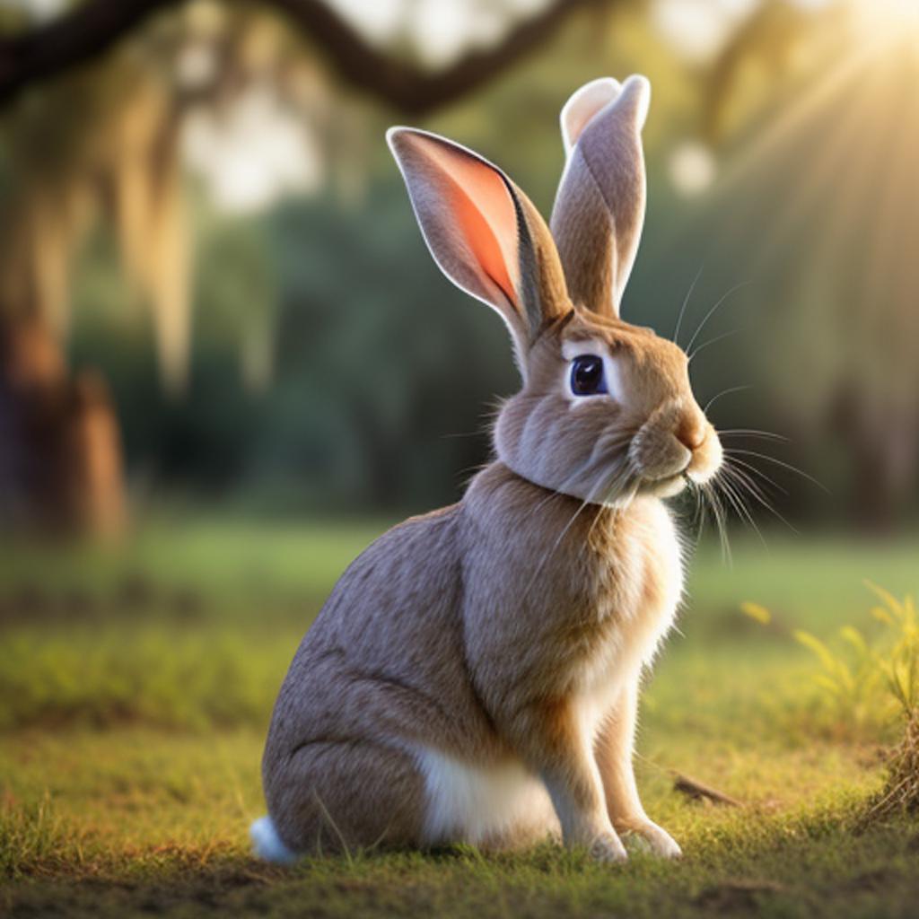 Rabbit in savannah landscape, by @ai_generated