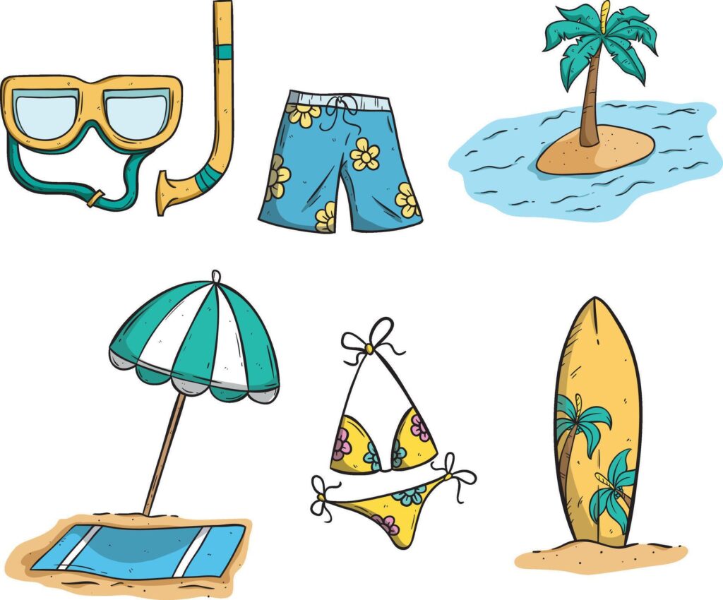 cute doodle summer elements or icons Stock Free