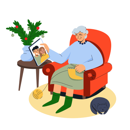 Knitting, grandmother, grandma illustration