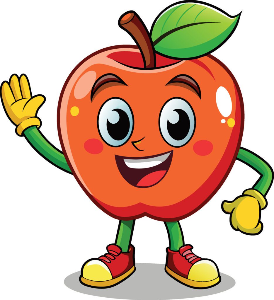 Cartoon apple fruit character isolated on a white background Free Vector