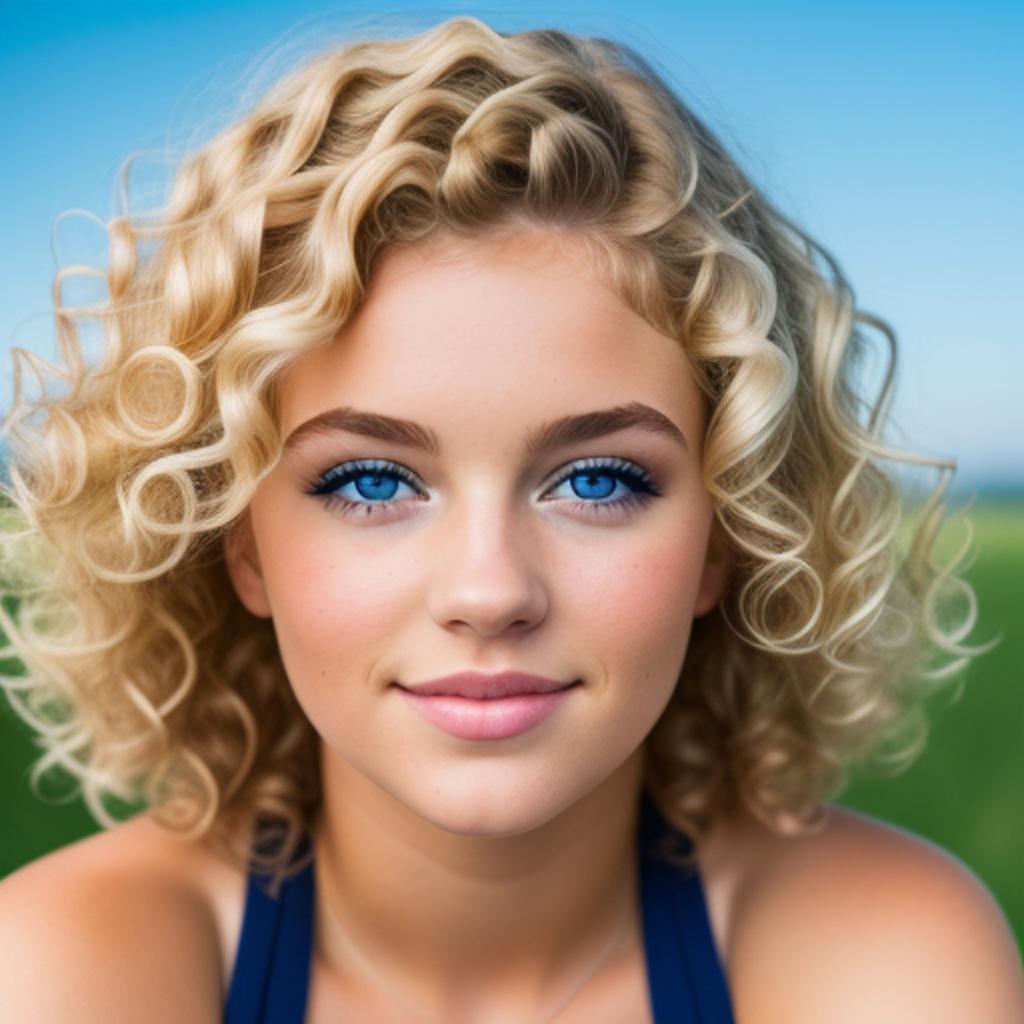 Girl with curls, blonde, by @ai_generated