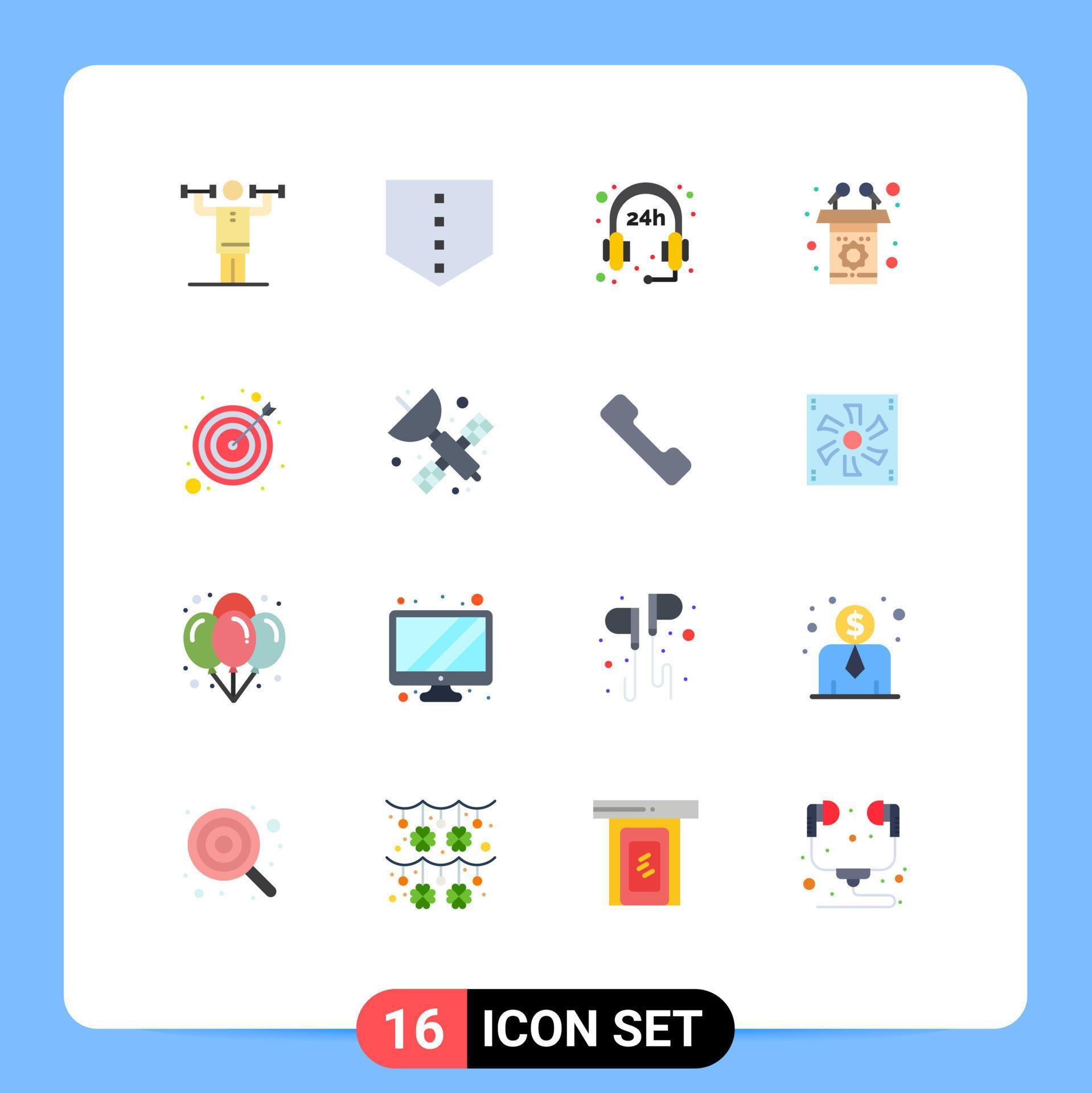 Set of 16 Modern UI Icons Symbols Signs for goal strategy support arrow rostrum Editable Pack of Creative Vector Design Elements Stock Free and Free SVG