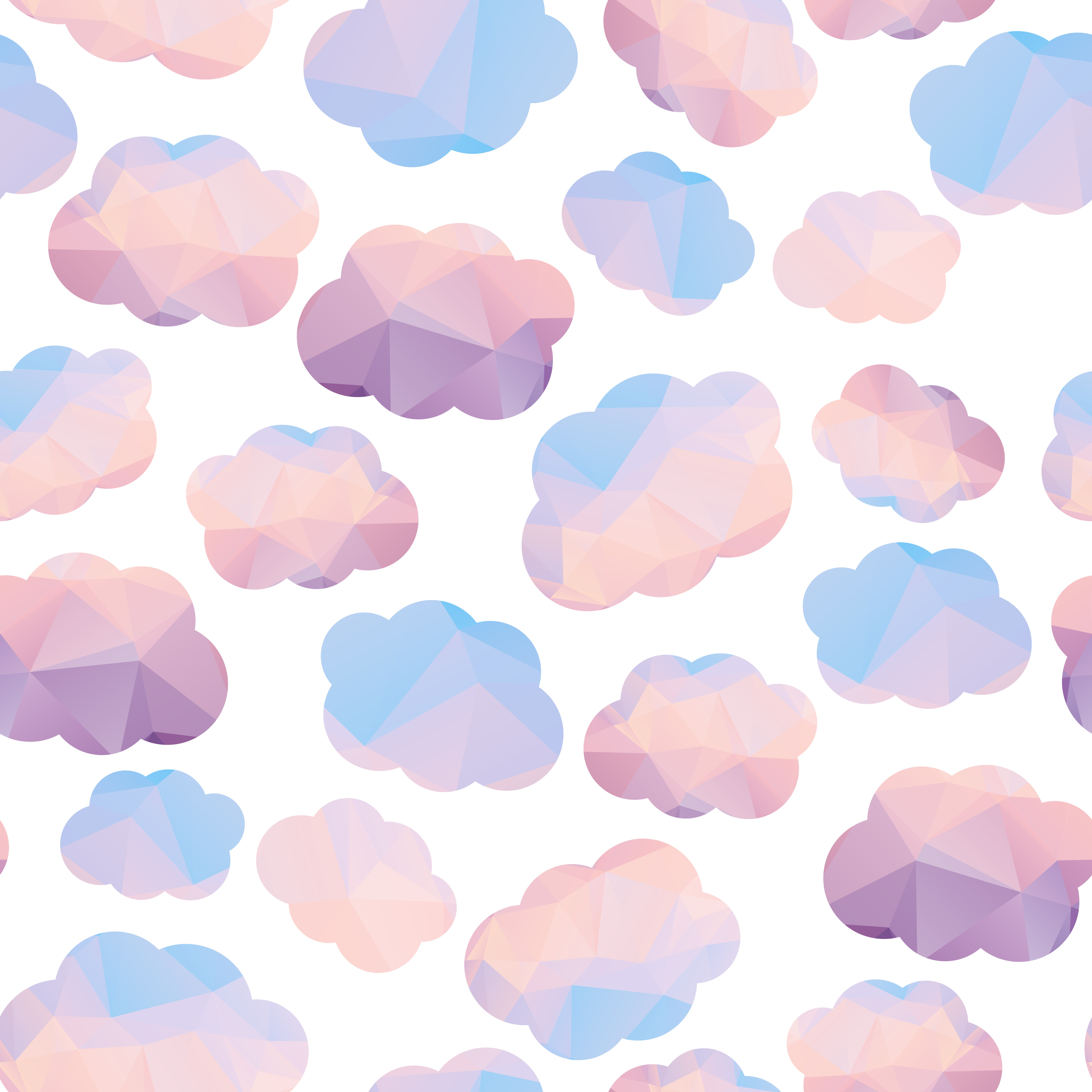 Polygonal seamless pattern with clouds. Free Vector