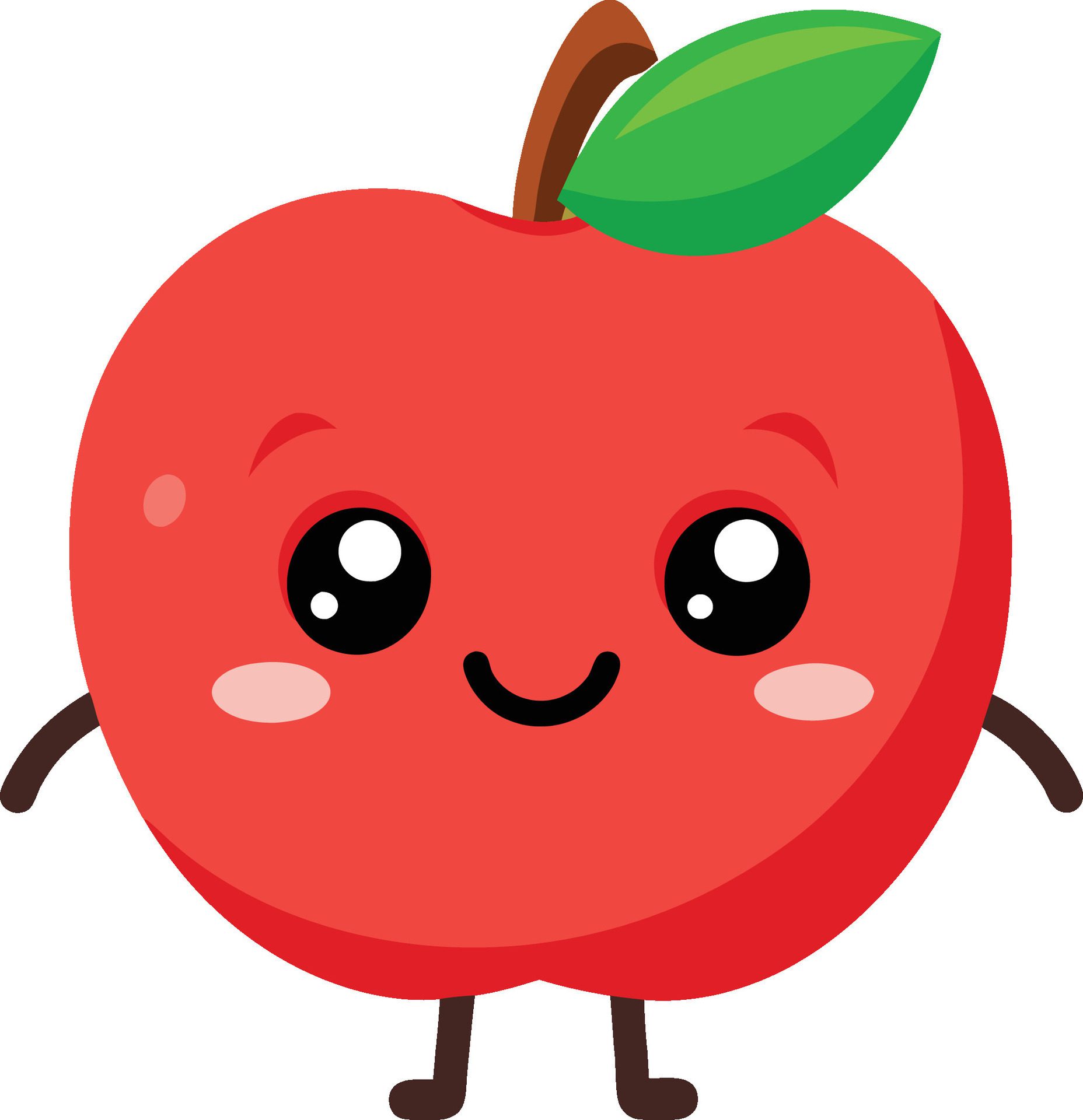 Adorable cartoon apple grins with rosy cheeks. AI-generated. Free Vector