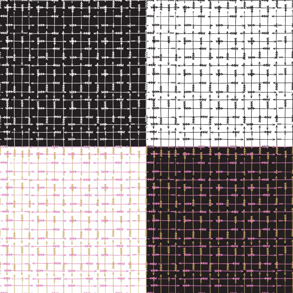 Seamless pattern set with arrows cell Free Vector