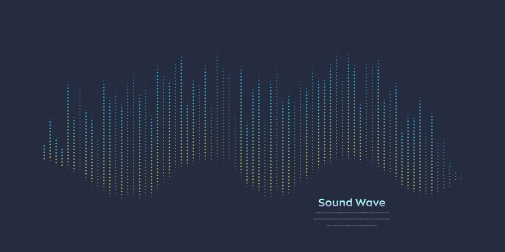 Vector sound wave. Abstract colorful digital equalizer. Audio wave graph of frequency and spectrum vector illustration on dark background. Free Vector