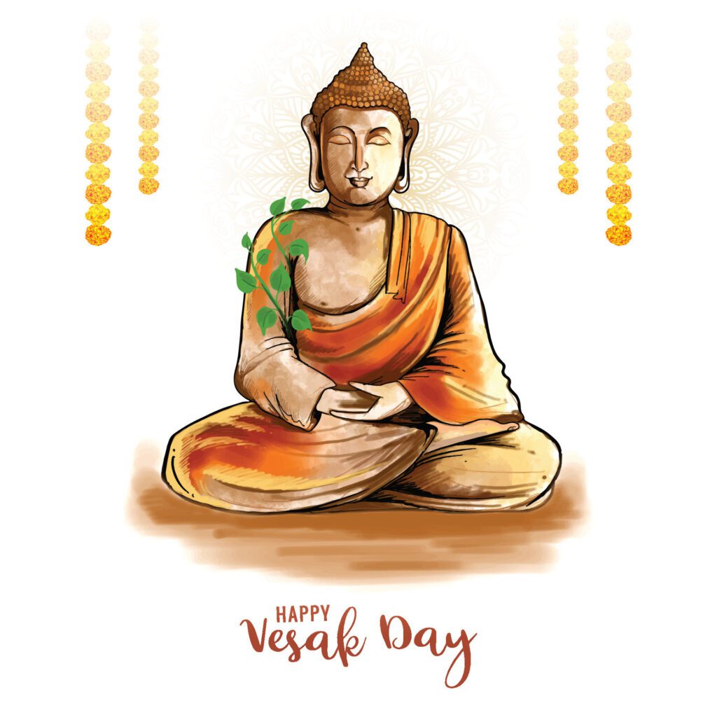 Happy buddha purnima vesak day traditional card background Free Vector