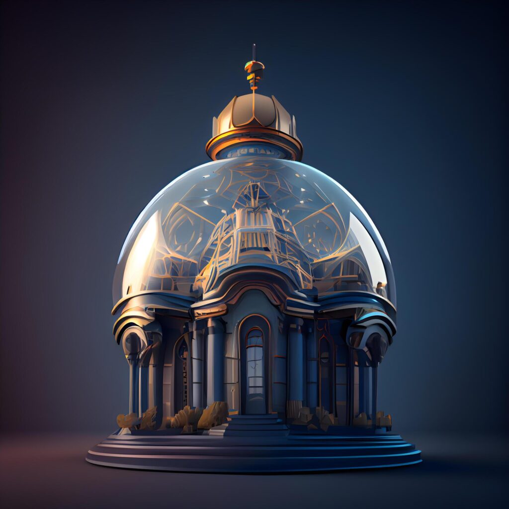 3d render of orthodox church dome with golden dome on dark background, Image Stock Free