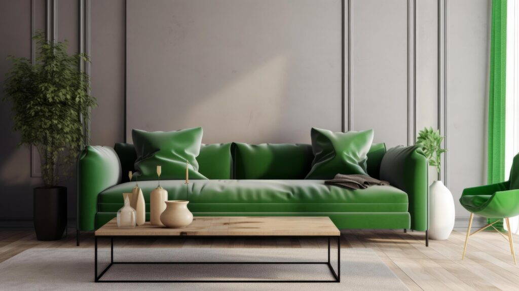 Modern green interior background. Illustration Stock Free