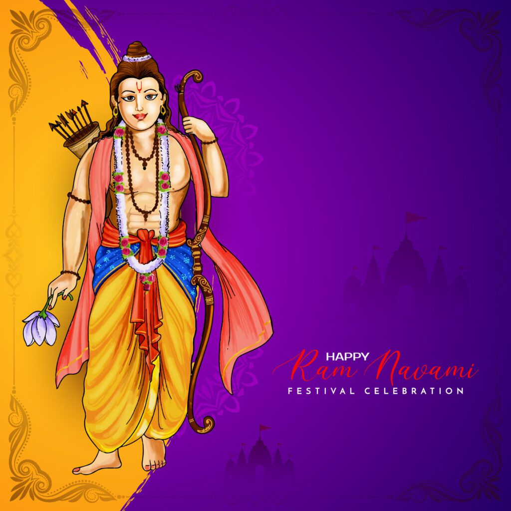 Traditional Indian Happy Shree Ram Navami festival background design Free Vector