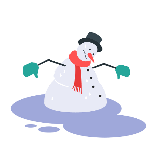 Snowman, melting, spring illustration