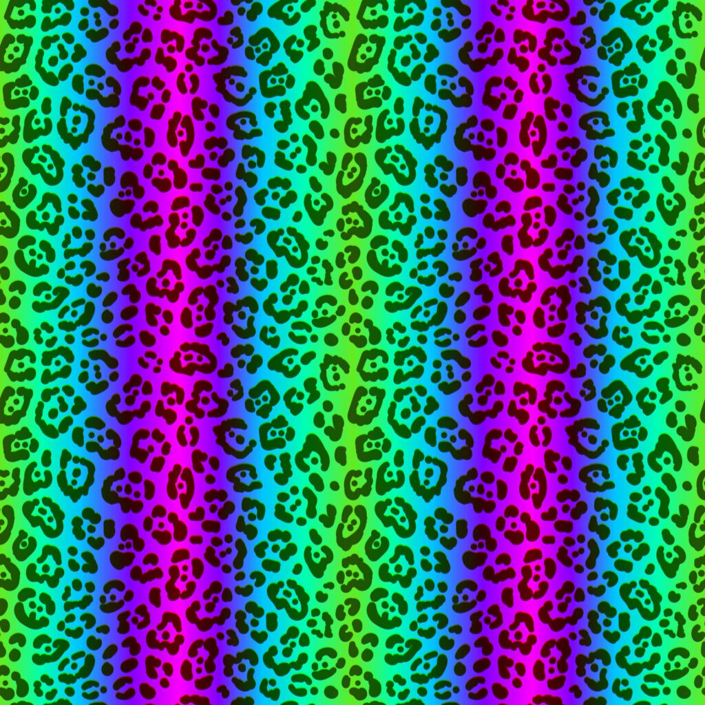 Neon leopard seamless pattern. Bright colored spotted background. Vector rainbow animal print. Free Vector