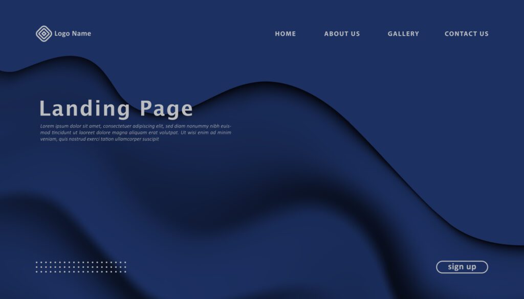 modern wavy landing page template design Free Vector