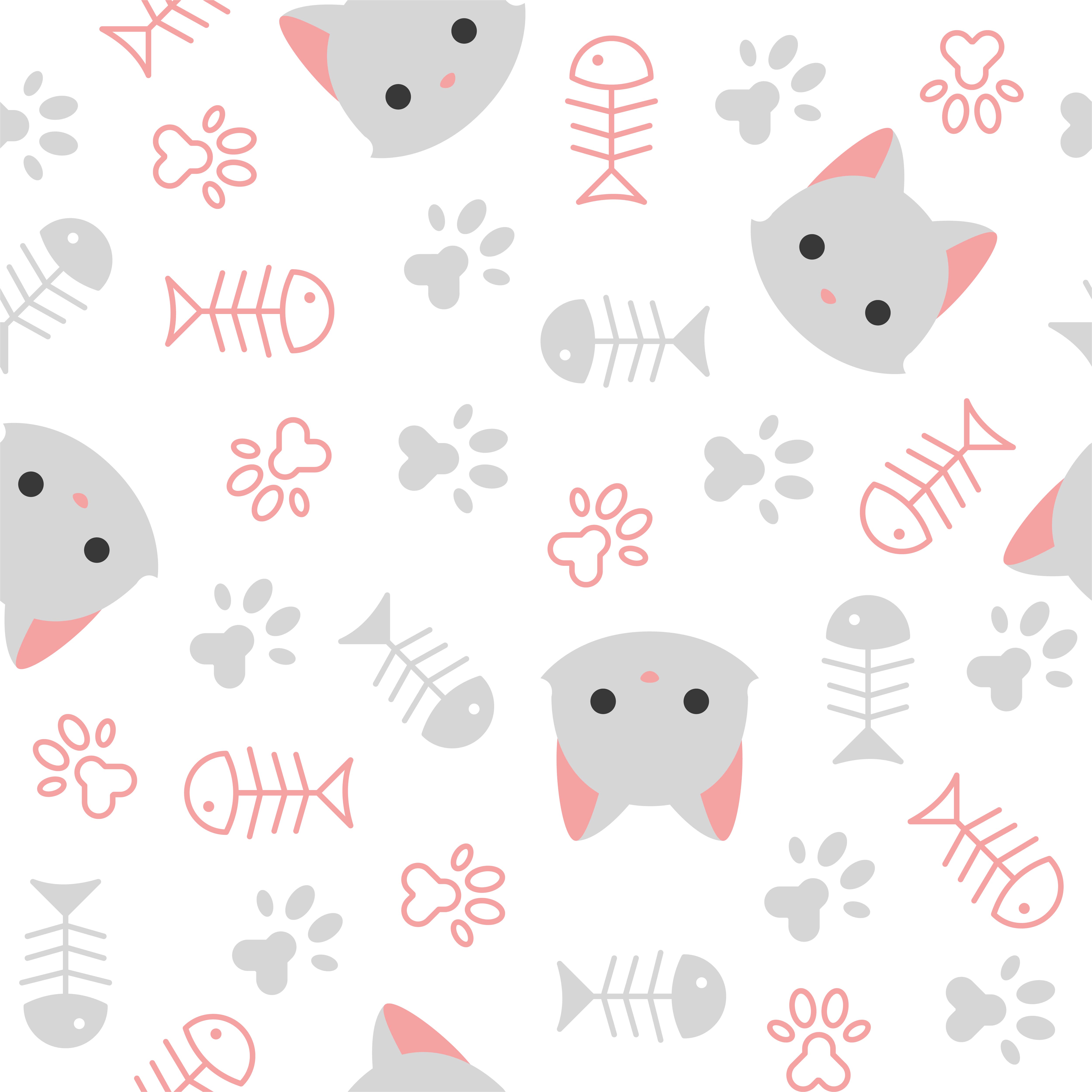 cute kitten seamless pattern, cat lover theme Free Vector